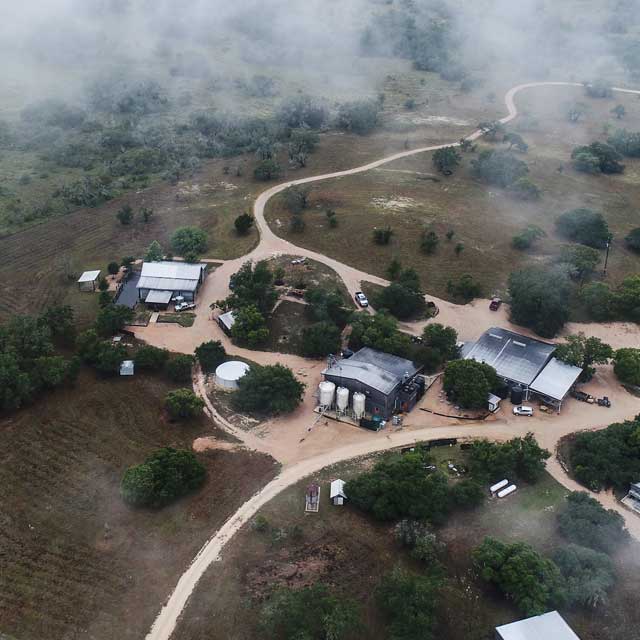 Image: Aerial photo of Garrison Brothers Distillery in Hye, Texas