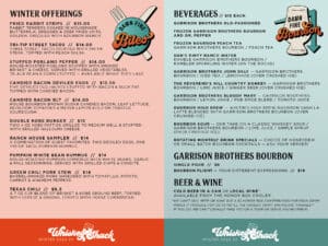 Whiskey Shack Menu Fall - Winter