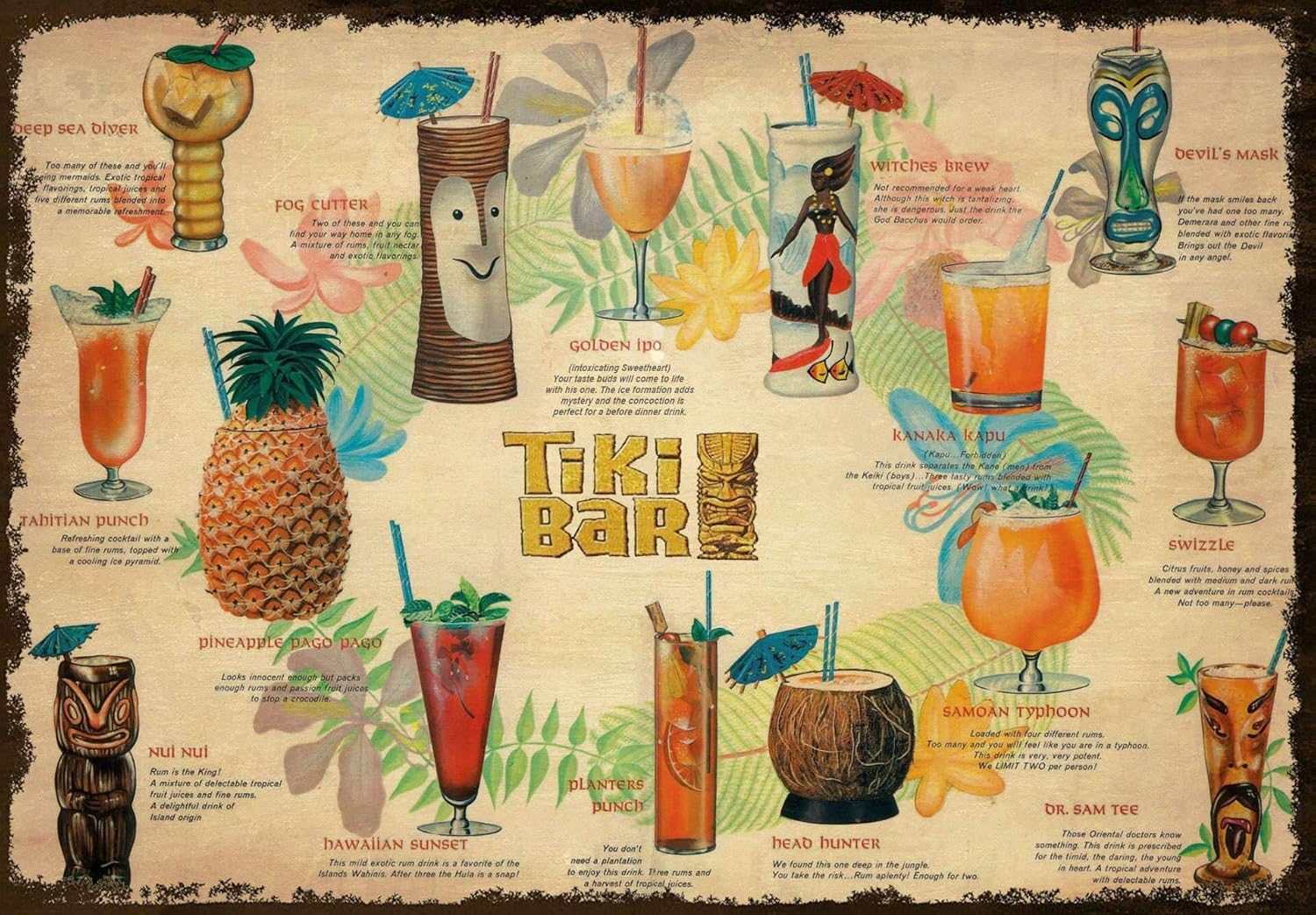 Amazon.com: Vintage New Metal Poster Tiki Bar Summer Cocktail Menu Metal Tin Sign 8x12 Inch Retro Art House Cafe Shop Bar Restaurant Garage Fast Food Classic Wall Decor Metal Plaque: Posters &