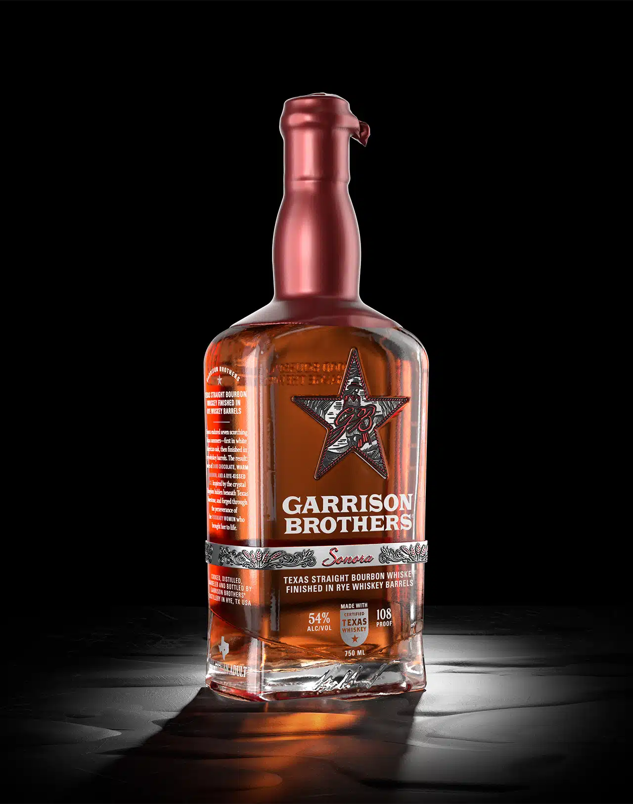 Garrison Brothers Sonora bottle, a 7-year Texas bourbon finished in rye whiskey barrels