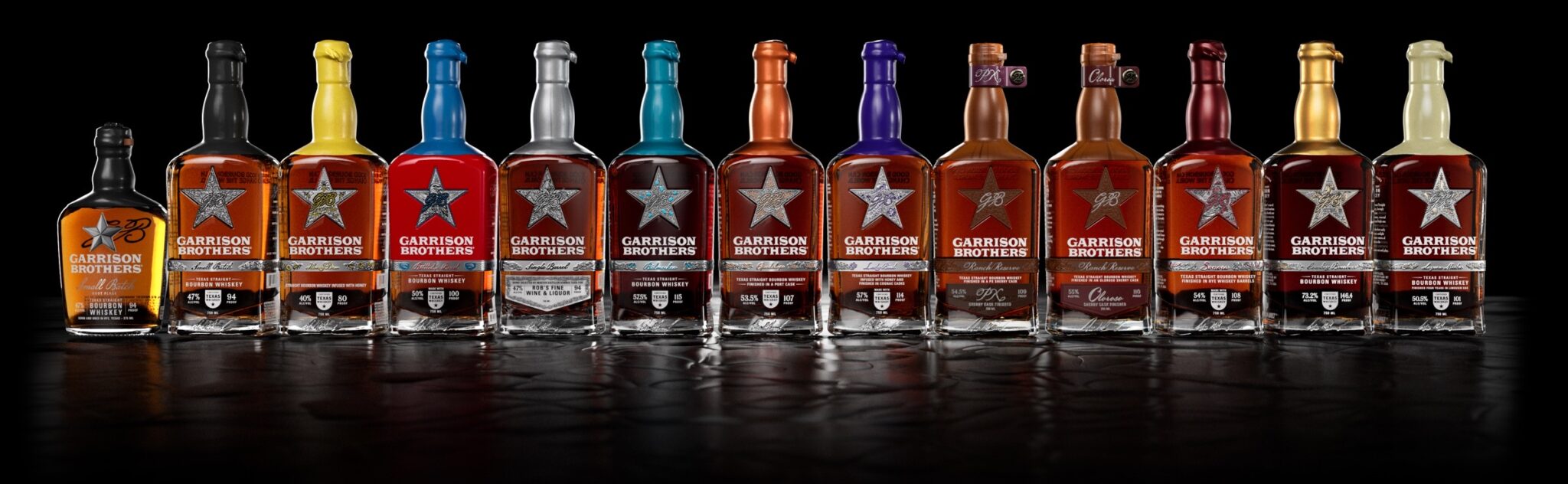 The twelve Garrison Brothers bourbons